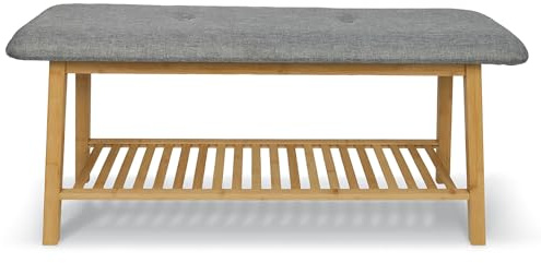 Bestlivings Bambus Schuhbank 100x30x44cm - Schuhregal für 6 bis 8 Schuhe - Stabile Sitzbank mit Polster für Garderobe oder Flur - Schuhablage