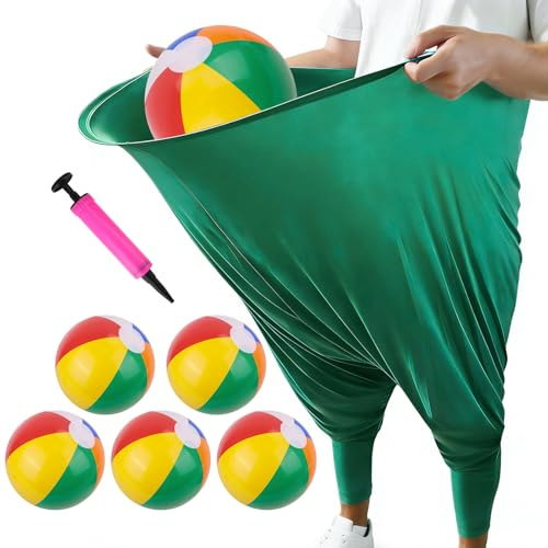 Lustige riesige Dehnbare Oma Hosen, Gartenspiel für draußen, mit 5 Hüpfbällen und 1 Ballonpumpe, Granny Pants Outdoor Wurfspiel, Oma Hosen Hofspiel
