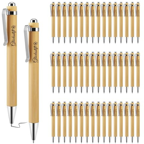 Exogio 50Pcs Glücksstift Inspirierende Kugelschreiber Kugelschreiber mit Spruch, Druckkugelschreiber Personalisierter Stift mit Gravur, Geschenke für Büro,Geschäft, Schule und Zuhause
