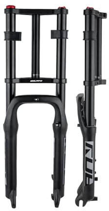 FKXSXAZ Snow Beach Bike Suspension Fork 20 Inch 4.0 Tire Fat Air Forks Travel 140mm, 1-1/8inch Steerer Spread 135mm Double Shoulder Shock Absorbing Front QR Manual Lockout