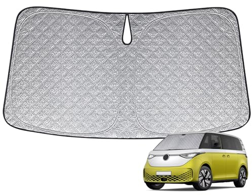 Sonnenschutz Frontscheibe Kompatibel mit VW ID Buzz 2022-2026, Auto Windschutzscheibe Sonnenschutz Innen, Faltbar Sonnenschirm UV Schutz Reflektierender Staub Schutz Sonnenschutzfolie