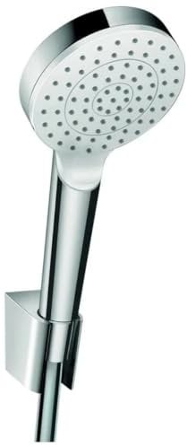 hansgrohe Crometta Ensemble support mural et douchette 1 jet avec flexible de douche 160 cm, blanc/chromé, 26567400