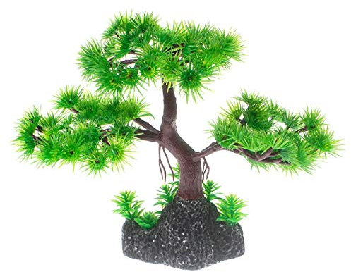 Saim Fish Tank Decoration, Fish Tank Ornament Aquarium Ornaments Artificial Pine Tree Plastic Plant Decor for Aquarium Fish Tank Ornament Green 7 Height