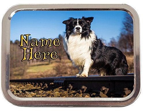Personalised Border Collie Dog St319 2oz Tobacco Tin | Baccy Storage | Pill Box | Cigarette Rolling Stash Can