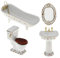 P Prettyia 1/12 Dollhouse Mini Furniture Porcelain Bathroom Set Floral Toilet, Bathtub & Basin #2