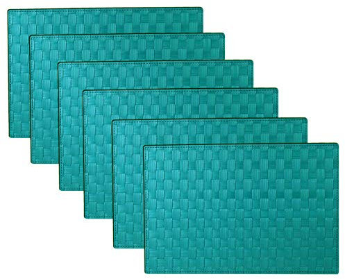 Tischset Platzset Platzmatte PP 1,5 mm 45 x 30 cm 6er-Set Rattan Echt Geflochten Farbe wählbar Türkis