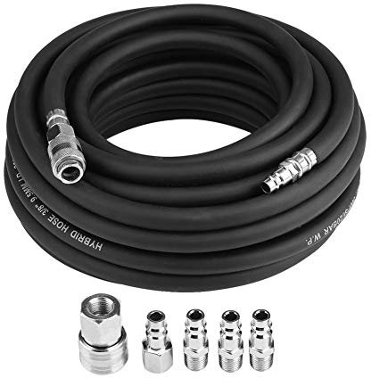 SOULONG Manguera de aire comprimido flexible, manguera de aire neumática de goma con conexión rápida presión de explosión máxima de 900 Psi para compresor negro 15m