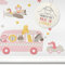 LOVELY LABEL Wandtattoo Kinderzimmer I Made in Germany I Babyzimmer Deko I Kinderzimmer Deko I Design Wandsticker Mädchen & Junge I Tiere on Tour I Rosa Beige Gelb