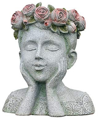 zenggp Home Garden Art Flower Planter Head Vase Decor Girl And Cat Flower Pot Succulent Plant Pot,Boy