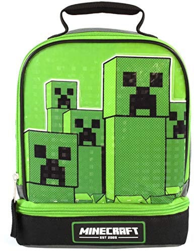 Minecraft Kids Lunchbox Creeper Zip Compartment - Bolsa para almuerzo (talla única), color verde