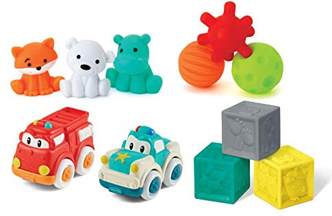 Infantino Baby's 1st Playset – 11-tlg. Set zum sensorischen Entdecken und der Entwicklung der Fein- und Grobmotorik – Ab 0 Monaten