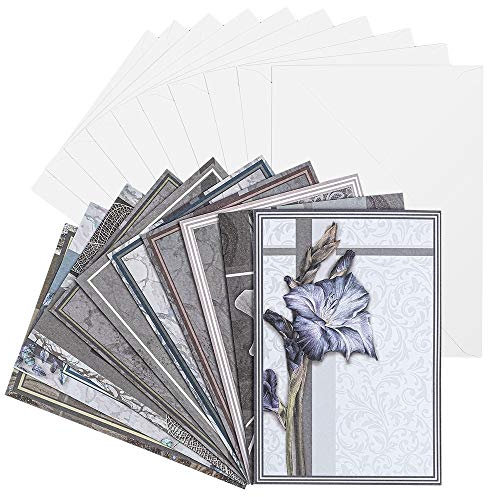 Ideen mit Herz Grußkarten-Set mit Umschlägen | 10 Motiv-Karten | blanko | bunt | neutral | Ideal für Glückwünsche zum Geburtstag, Hochzeit, uvm. | Din B6 (Kondolenz Blumen)
