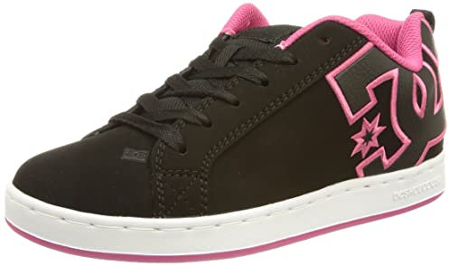 DC Shoes Femme Court Graffik Basket, Pochoir Noir et Rose, 38.5 EU