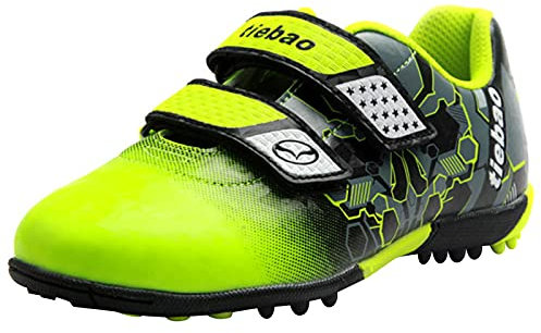 rismart TieBao Kids Artificial Turf Football Trainers Boys Indoor Football Boots Green,2.5 UK Child