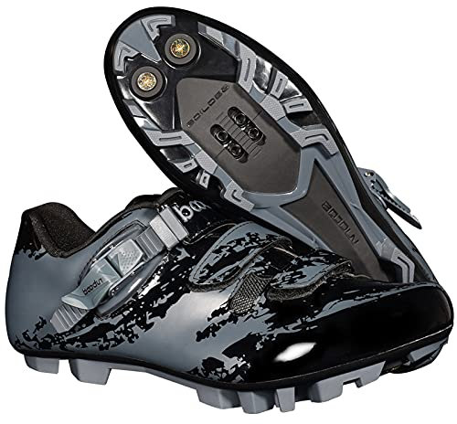 BSTL Zapatillas de Ciclismo MTB para Hombre con Zapatillas de Ciclismo con Bloqueo Automático Bicicleta de Montaña, Calzado de Ciclismo Al Aire Libre Cómodo y Transpirable con Tacos SPD,Grey-40