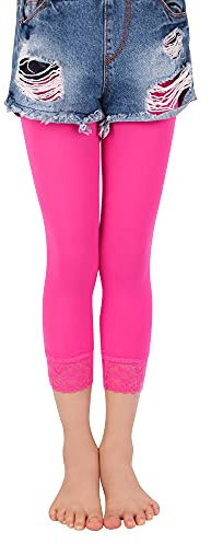 L&K-II Collants de ballet 3/4 fille sans pieds/leggings avec dentelle 27250 Rose foncé