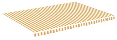 vidaXL Tela de Repuesto para Toldo Parte Superior Dosel Lona Recambio Jardín Patio Terraza Balcón Parasol Refugio Impermeable Amarillo y Blanco 5x3,5m