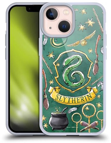 Head Case Designs Offizielle Harry Potter Slytherin Muster Deathly Hallows XIII Gelhülle [Militärischer Schutzgrad] Kompatibel Mit Apple iPhone 13 Mini Und Kompatibel Mit MagSafe