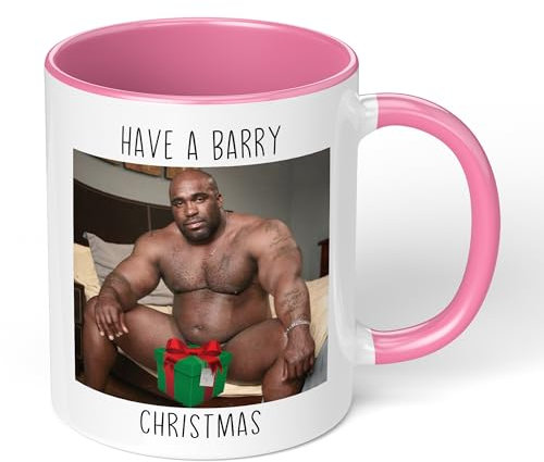 Print Maniacs Barry Wood Christmas 11oz Mug Gift Secret Santa Stocking Women Girls Her Hot Coffee Tea Xmas Present Adult Joke Funny Rude Naughty Present Mug (Pink Fill)