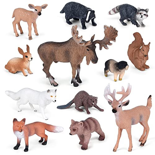 ELECLAND 12Pcs Waldtiere Figuren Waldtiere Figuren, Geburtstagstorte Topper, Waldtiere Figuren für Kuchen, Geburtstagsdekoration, Weihnachtsfeier Dekorationen