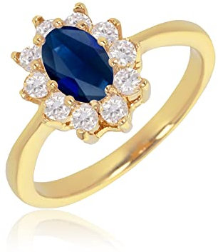 2Colors Bague plaqué Or Marquise avec Saphir synthétique et Cubic Zirconia - 62