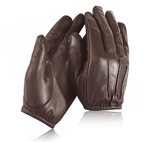 Swift Wear Anti-Slash Kevlar Gefüttert Polizei Feuerfest Leder Arbeitskleidung Schutzhandschuhe Hitzebeständig Sicherheit SIA (Braun), M (1 Stück)
