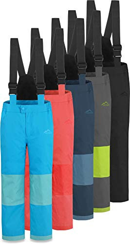 normani Kinder-Skihose mit abnehmbaren Hosenträgern Thermohose Winterhose Schneehose für Junge und Mädchen gefüttert - Wasserdicht: Wassersäule 11000 mm Winddicht Farbe Anthrazit Größe XS/110-116