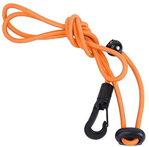 Uxsiya Holder Tool Lanyard, elastische Schnur, verstellbare Kajakpaddelleine mit Karabiner zum Paddeln für Surfbrett(Orange)