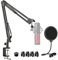 HyperX QuadCast Mic Stand with Pop Filter, Adjustable Mic Boom Arm with Upgraded Desk Table Mount Clamp for HyperX QuadCast, QuadCast S-RGB USB Condenser Microphone by Rigych