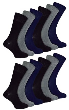 IOMI 12 Paar Herren Socken Ohne Gummibund Nahtlos Extra Weit Bambus Diabetikersocken (39-45, Bng)