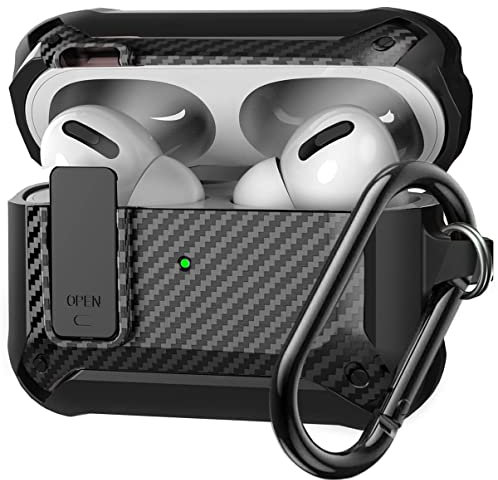 Olytop Hülle für Airpods Pro 2. / 1. Generation Hülle mit Schloss 2023/2022/2019, Rugged Latch Airpod Pro 2 Hülle Schutzhülle, Stoßfeste Armor Skin Shell für Apple iPod Pro 2/1 Gen, Schwarz