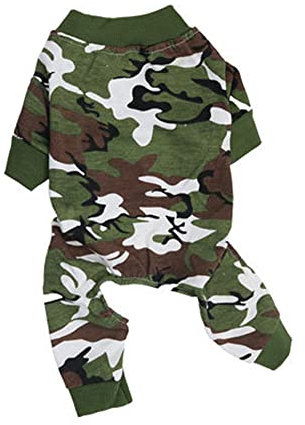 LtuzPet Hunde-Body mit Tarnmuster, einteiliger Overall, Haustier-Camouflage-Schlafanzug, Einteiler mit 4 Beinen