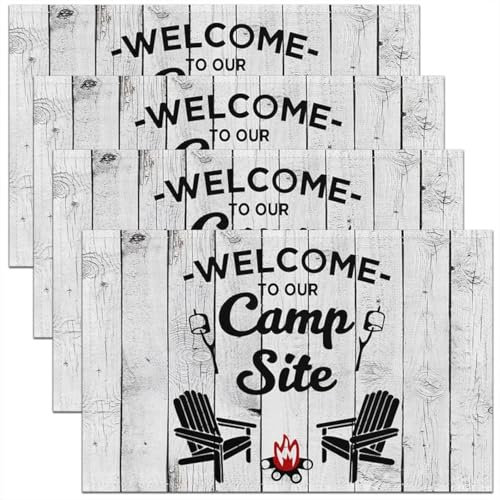 Platzsets mit Camper-Motiv, rustikales Holz-Tischset für Küche, Esstisch, Dekoration, Innen- und Außenbereich, Wohnmobil, Camping, 45,7 x 30,5 cm, 45,7 x 30,5 cm