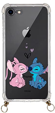 iPhone 7-8 Case - SE - SE 2022 Official Lilo & Stitch Kiss Transparent Pendant to Protect Your Mobile. Choose the Case Type You Like Best with Official Disney License