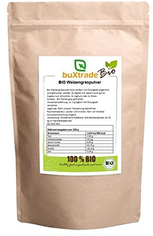 250 g Bio Weizengraspulver | Weizengras Pulver | 100% rein | Weizengrassaft | Gras | Rohkostqualität
