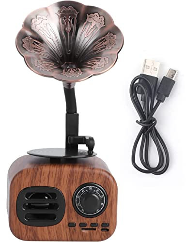 ERLUN Record Player Retro Turntable, Gramophone Shape Speaker Exquisite Retro Portable Radio Record Player With USB For Home, Decoration Party, Outdoor, Gift