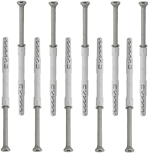 AERZETIX - C67125 - Lot de 10 Chevilles en Plastique Ø10x140 mm à collerette biseautée + 10 vis Ø7x145 autotaraudeuses à tête fraisée à Empreinte étoile TX40 - béton Brique perçage Fixation