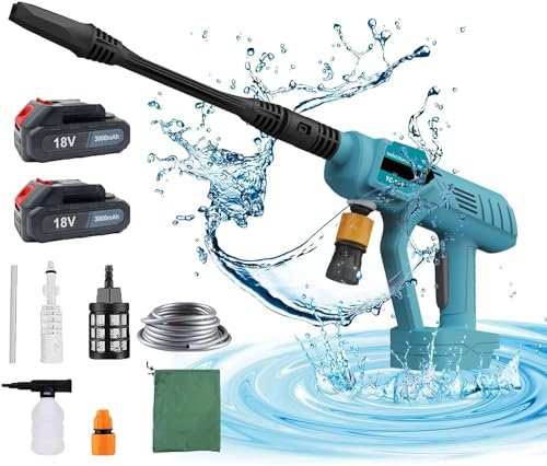 Akku-Hochdruckreiniger, Ersetzen für Makita 18V Akku BL180, mit 2 x 3000mAh Akku und Ladegerät, Sechs Zubehör,zum Waschen Garden, Car und Flächenreiniger Sauber
