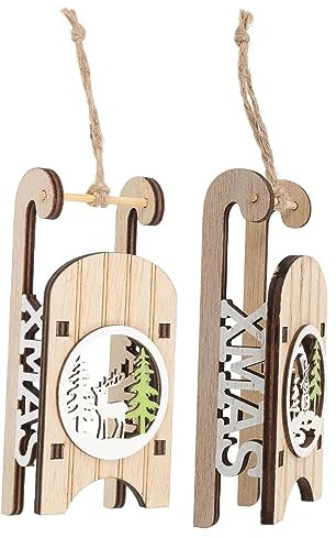 Warmhm 2st Weihnachtsschmuck Schlitten Christbaumschmuck Anhänger Zum Aufhängen Am Weihnachtsbaum Rustikaler Holzschlitten Holzdekore Weihnachtsutensilien Hölzern Weihnachten Büro