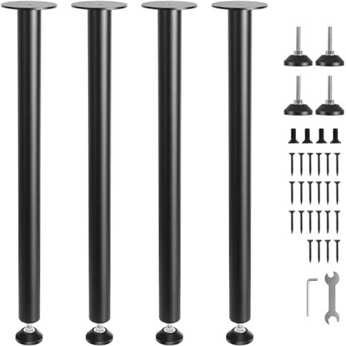 VEVOR Pied de Table 4PCS Pieds de Bureau Réglables 711,2 cm en Acier Massif Capacité de Charge 544 kg Installation Rapide Pieds de Meubles Noirs Robustes pour Bricolage Maison Bureau Salle à Manger