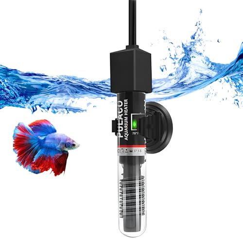 Silkwish Mini Aquarium Heizung 50w 20L 30L-50L, Klein Aquarium Heizstab mit Saugnäpfen und Temperaturaufkleber, Aquarium Heater mit konstanter Temperatur von 26℃ (Netzkabel Länge 107cm)