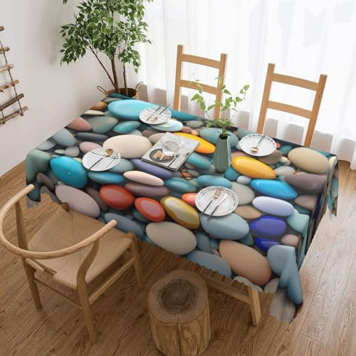 Quadratische Esstischdecke mit bunten Kieselsteinen, schmücken Sie Ihr Restaurant mit eleganter, weicher, langlebiger Tischdekoration