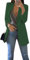 PUDANA Femme Mince Léger Manteau De Blazer à Manches Longues à L’Avant Ouvert Veste De Blazer Ample Couleur Unie avec Taille Plus Vert Foncé XXL