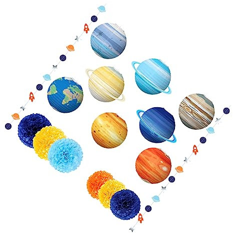 OSALADI Papierlaternen Mit Weltraummotiven – 1 Set Hängende Planeten Papierlaternen Für Partydekorationen Weltraum-geburtstagsdeko