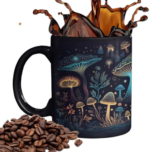 Neamou Pilze Tasse,Pilz Teetasse,12 OZ Farbwechselnde Kaffeetassen mit Pilzmuster | Milchbecher, heiße Schokoladenbecher für Pilzliebhaber für den Arbeitsplatz und die Wohnküche