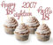 24 Pcs Glitter 18th Birthday Cupcake Toppers for Celebrating 18th Birthday Party Decorations for Eighteen Years Old Birthday Party Supplies (Rose Gold)