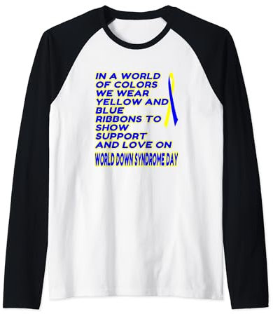 Support & Love: Blaue und gelbe Bänder - Down-Syndrom Raglan