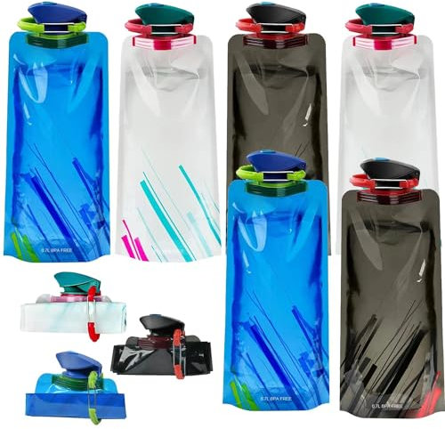 Sunshine smile Faltbare Trinkflasche,6 Stück 500ML Trinkflasche Faltbar,Wiederverwendbare Faltbare Wasserflasche,BPA FREIE,für Outdoor-Sport,Radfahren,Wandern