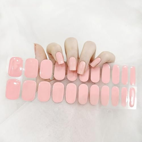 UV Gel Nagellack Aufkleber, 22PCS Nagelfolie Selbstklebend Wraps Gel Nagelaufkleber mit Nagelfeile und Stick, Mode DIY Nagel Dekoration Nail Art Stickers für Damen Mädchen(Sanfte Bohnenpaste)