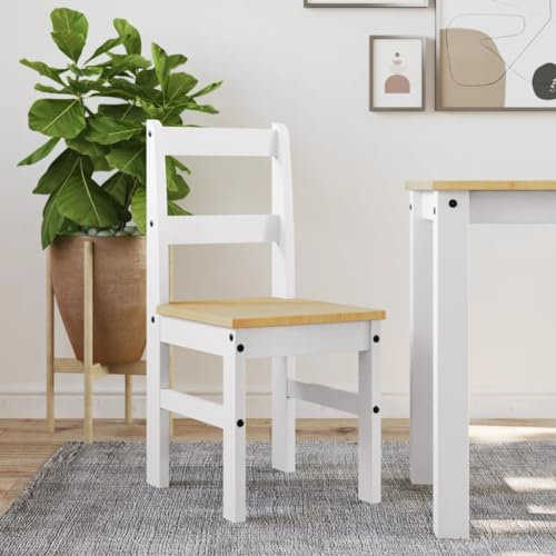Homgoday Weiße Holzstühle für Esszimmer - Panama Reihe, massives Kiefernholz, 45 cm Sitzhöhe, bis 110 kg tragfähig Model4005731